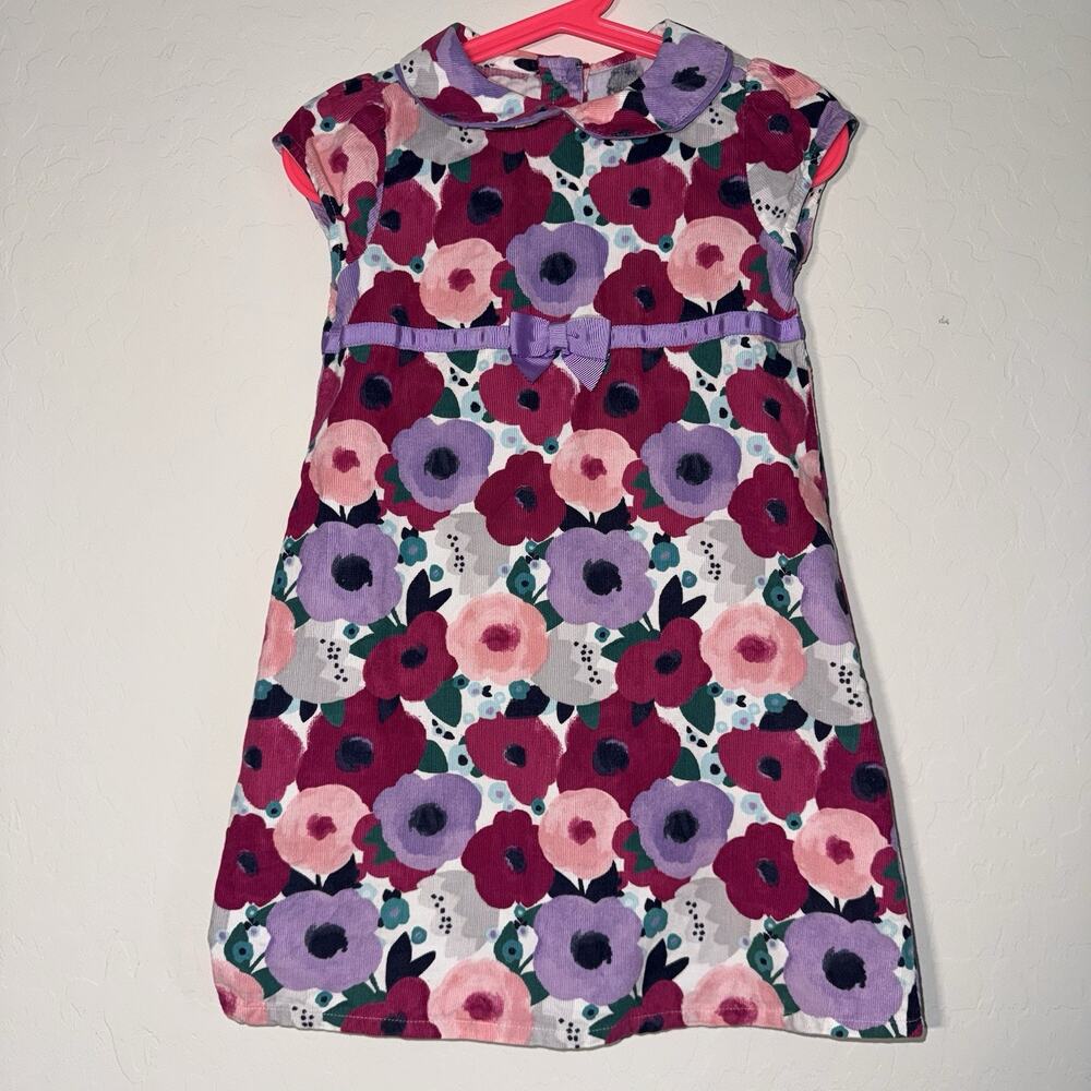 Gymboree Girls Lightweight Floral Corduroy Textured Dress Colorful 4T Cottage